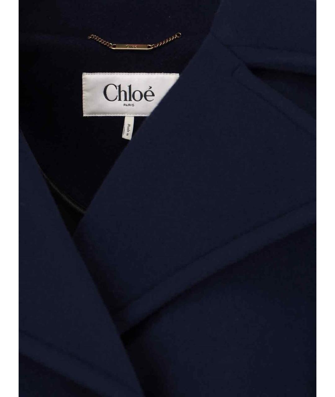 CHLOE Синее шерстяное пальто, фото 4