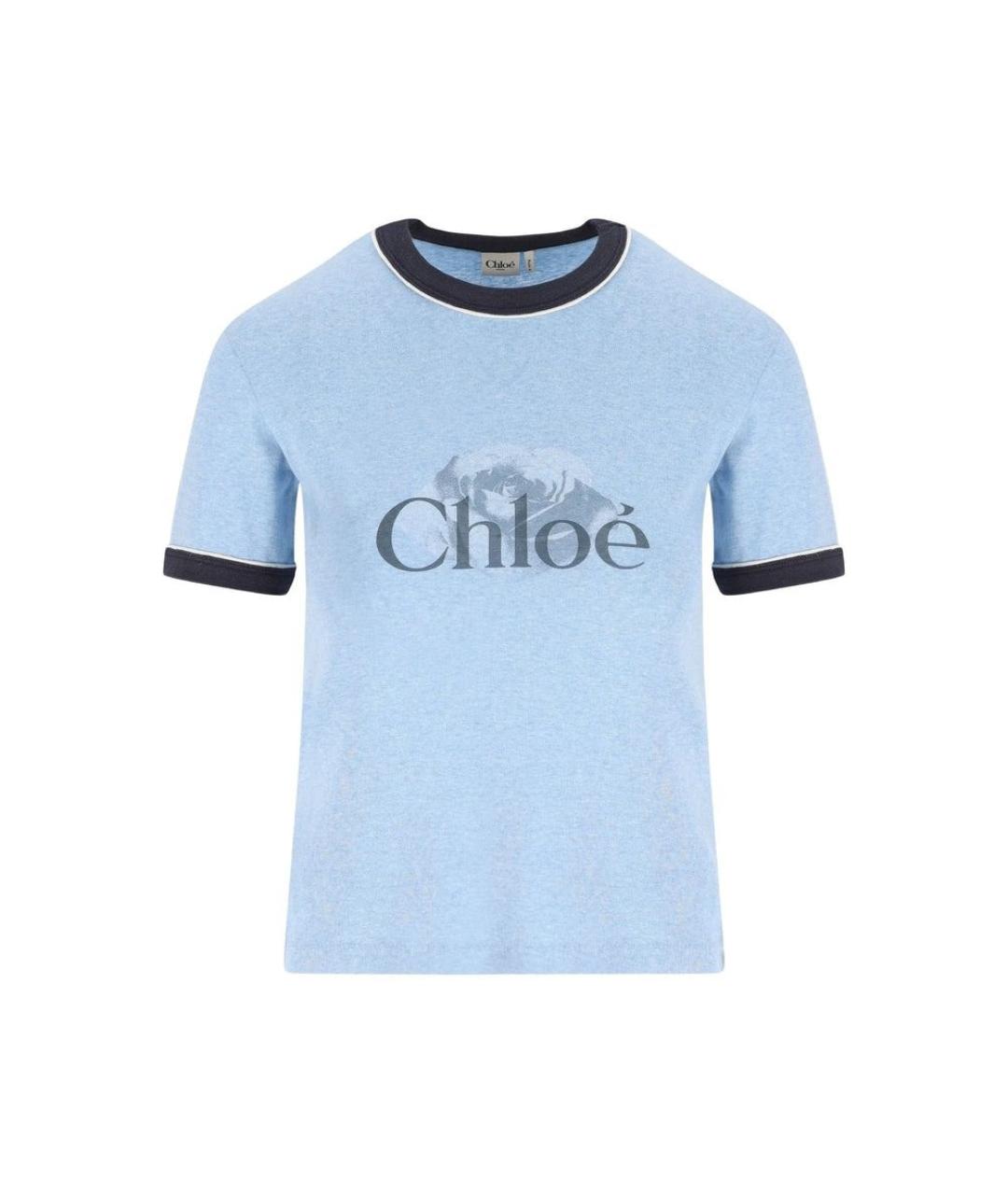 CHLOE Голубая хлопковая футболка, фото 1
