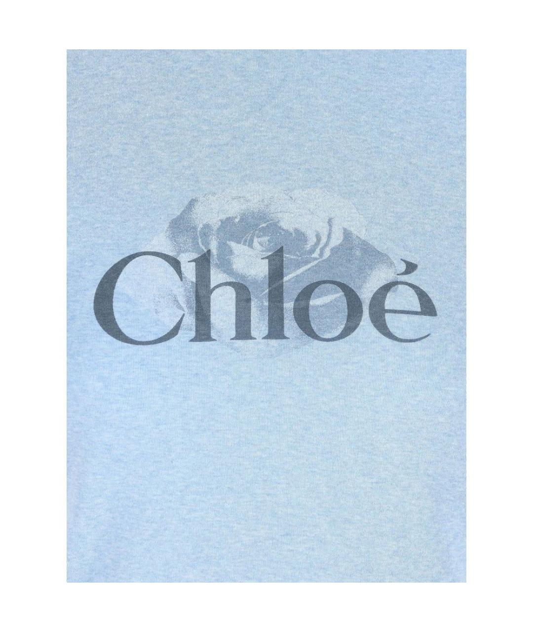 CHLOE Голубая хлопковая футболка, фото 3