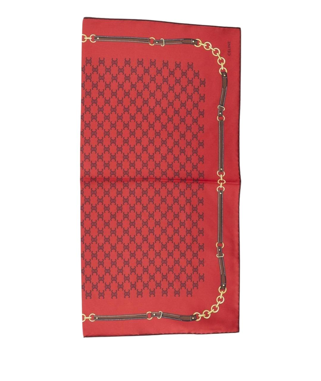 CELINE Красный шелковый шарф, фото 1