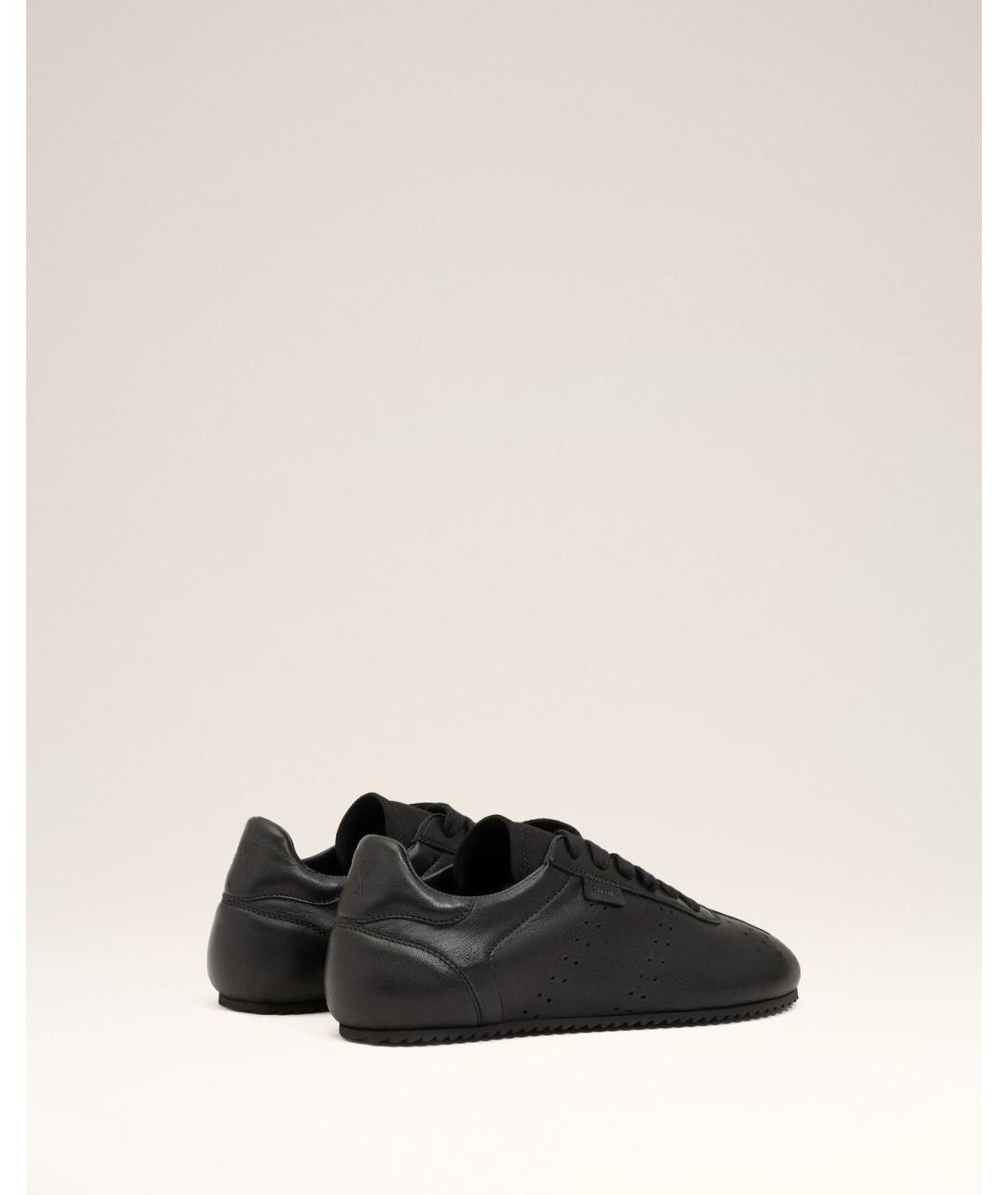 Ami Paris Черные кожаные низкие кроссовки / кеды, фото 4