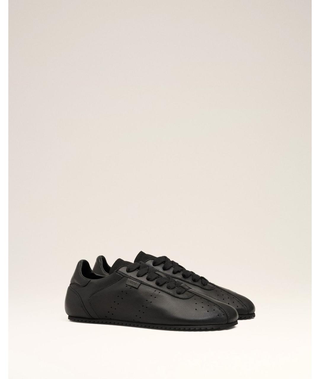 Ami Paris Черные кожаные низкие кроссовки / кеды, фото 3