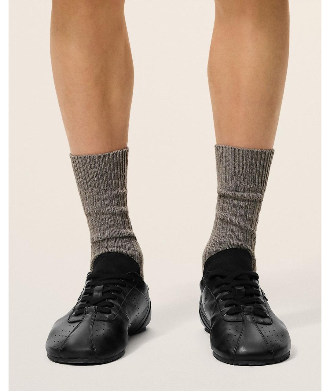 Ami Paris Черные кожаные низкие кроссовки / кеды, фото 2