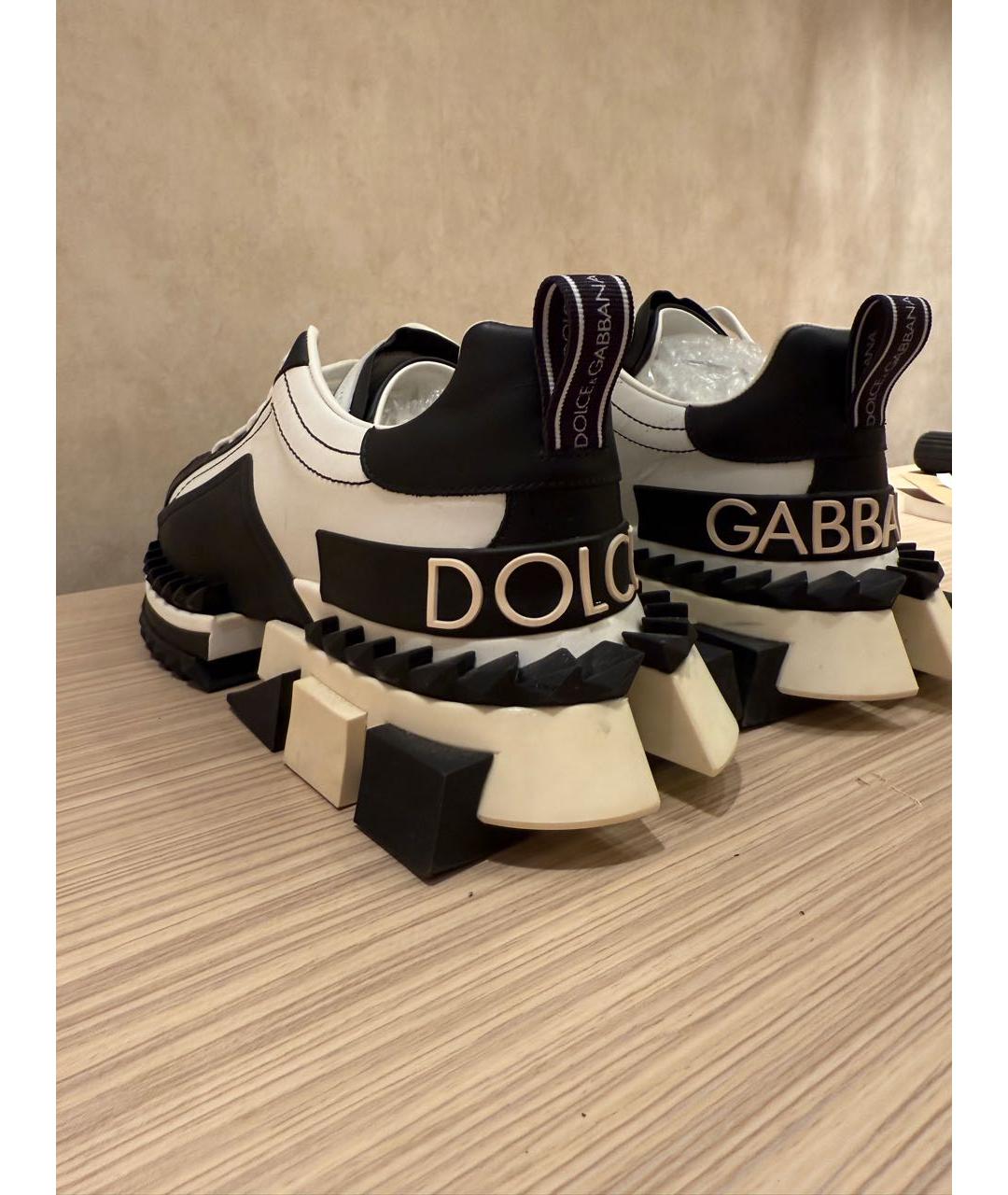 DOLCE&GABBANA Белые кожаные низкие кроссовки / кеды, фото 5