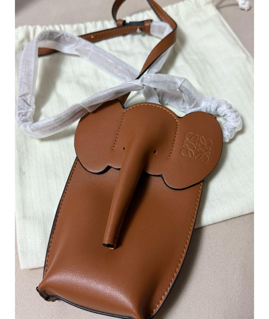 LOEWE Коричневая кожаная сумка через плечо, фото 5