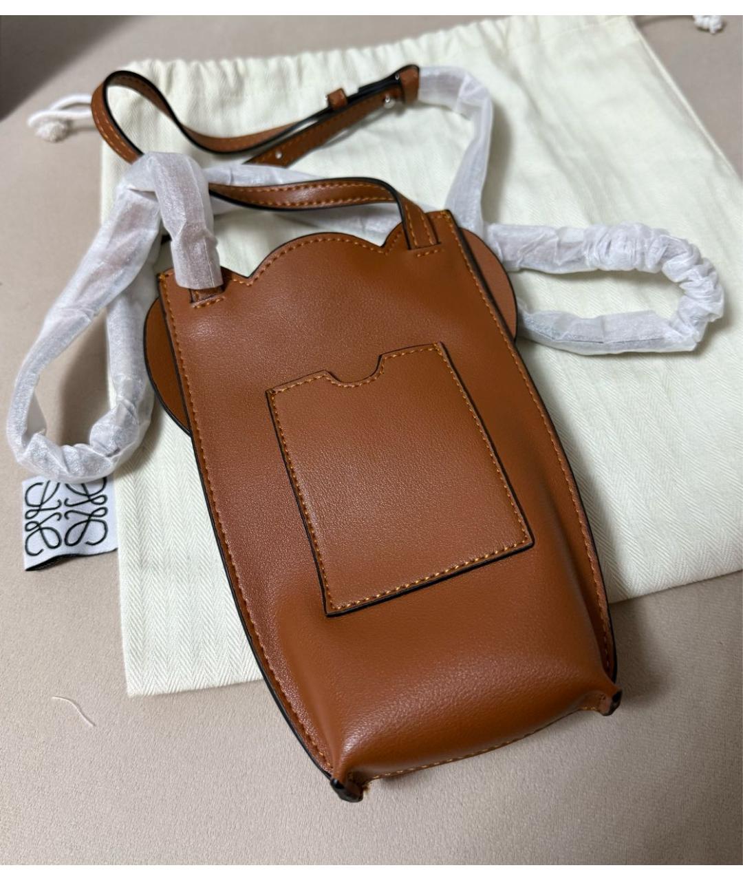 LOEWE Коричневая кожаная сумка через плечо, фото 7