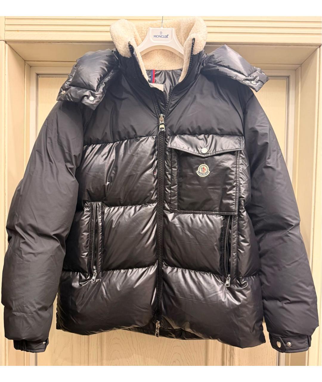 MONCLER Черный синтетический пуховик, фото 6