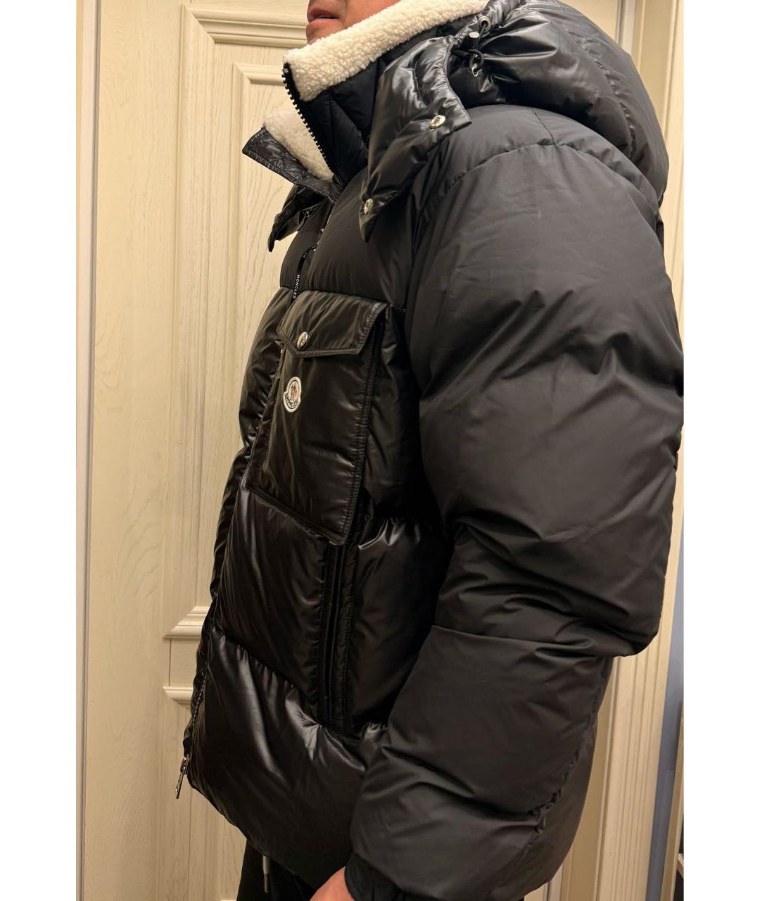 MONCLER Черный синтетический пуховик, фото 5
