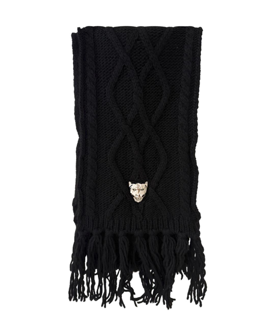 PHILIPP PLEIN Черный шерстяной шарф, фото 1