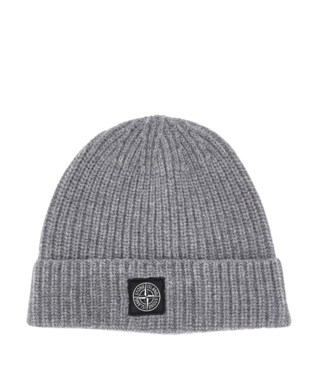 STONE ISLAND Серая шерстяная шапка, фото 1
