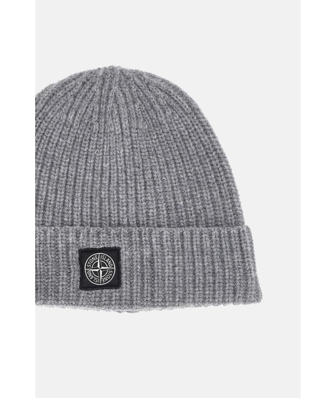 STONE ISLAND Серая шерстяная шапка, фото 3