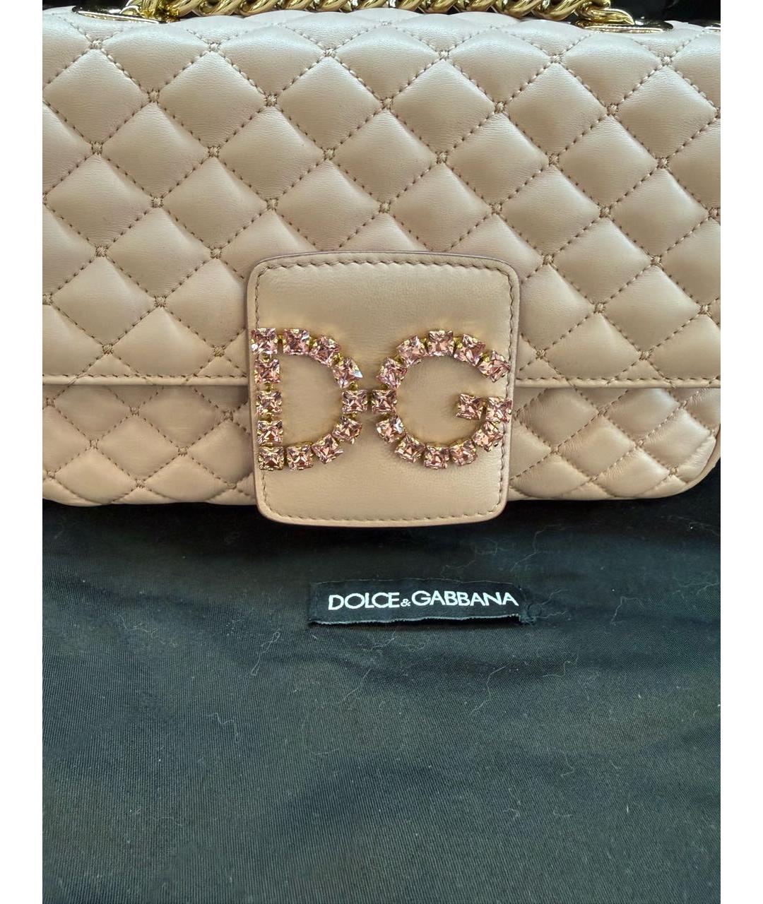 DOLCE&GABBANA Розовая кожаная сумка через плечо, фото 2