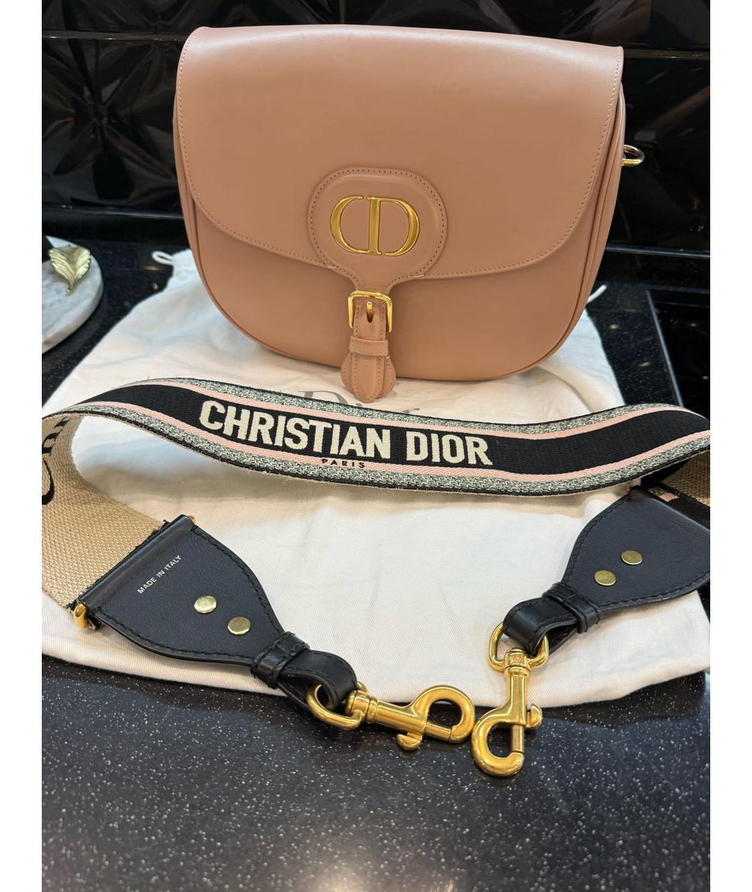CHRISTIAN DIOR Бежевая кожаная сумка через плечо, фото 2
