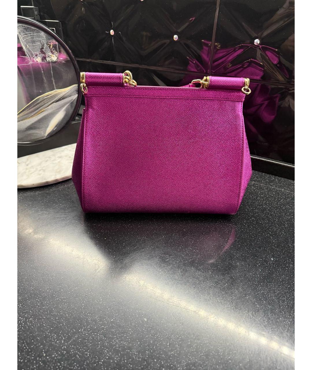 DOLCE&GABBANA Фуксия кожаная сумка с короткими ручками, фото 3