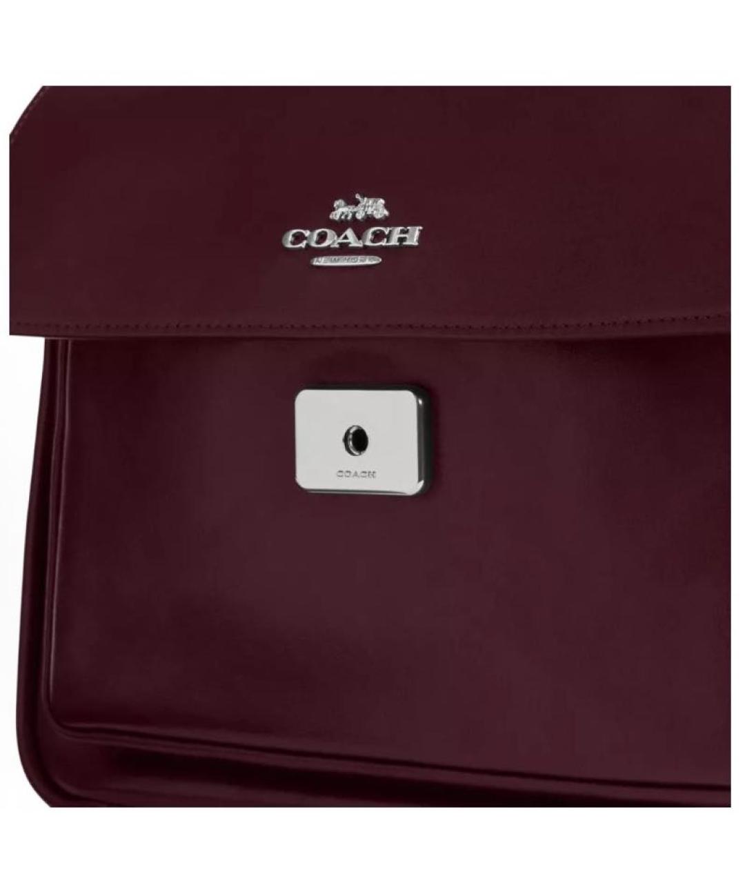 COACH Бордовая кожаная сумка через плечо, фото 5