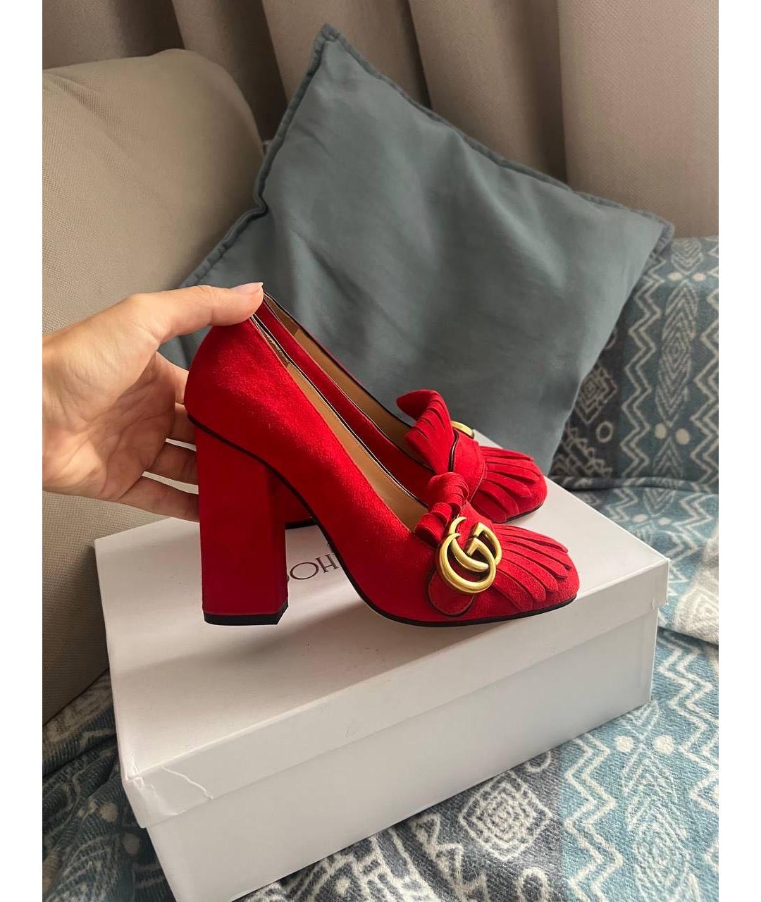GUCCI Красные замшевые туфли, фото 5
