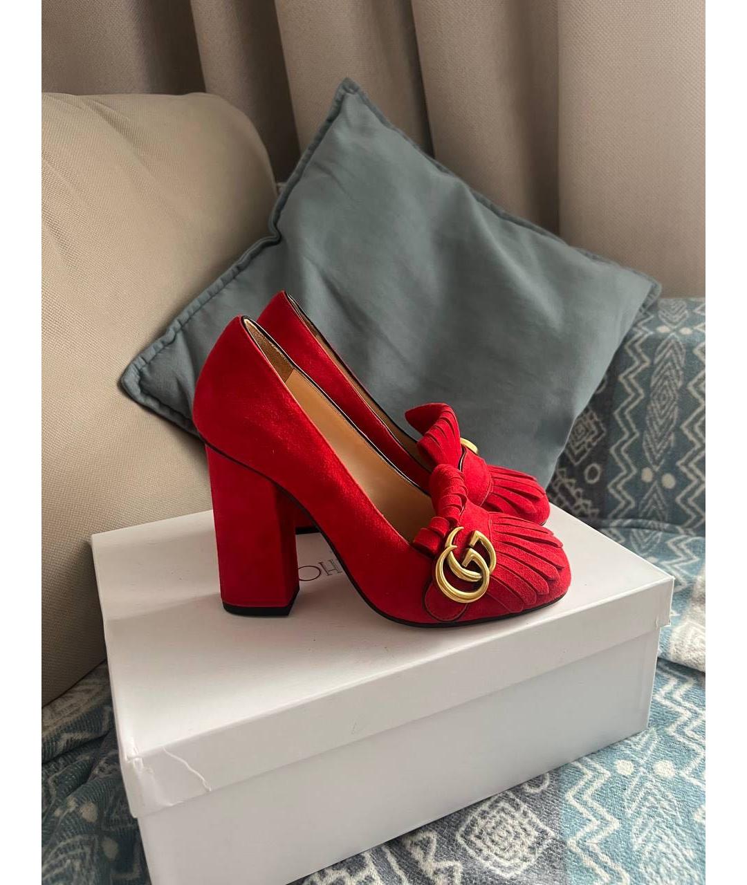 GUCCI Красные замшевые туфли, фото 6