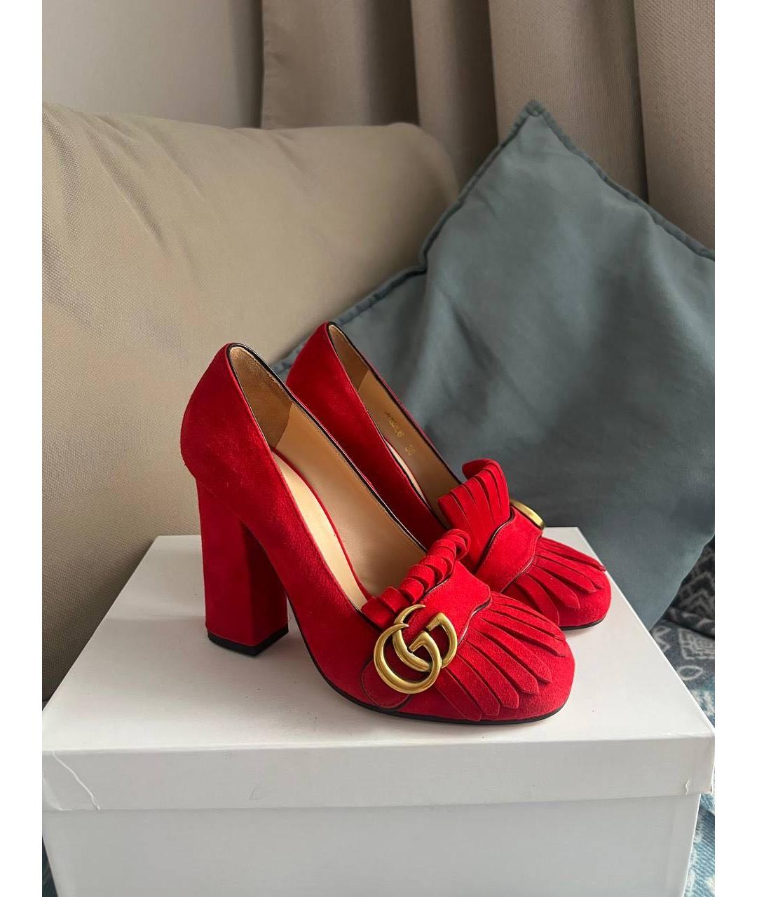 GUCCI Красные замшевые туфли, фото 2