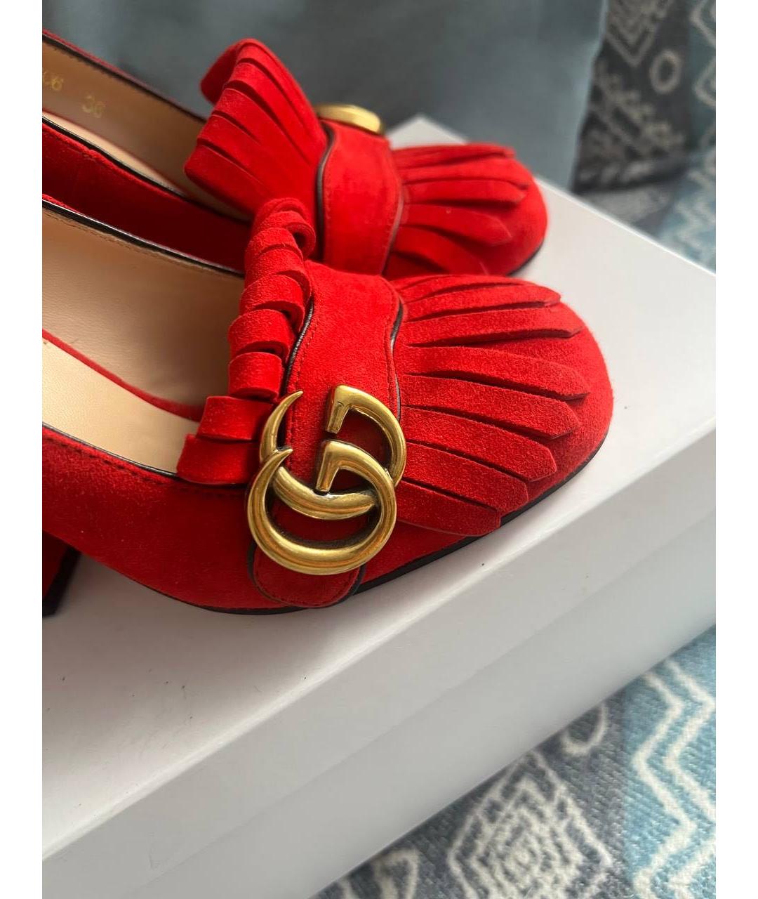 GUCCI Красные замшевые туфли, фото 3