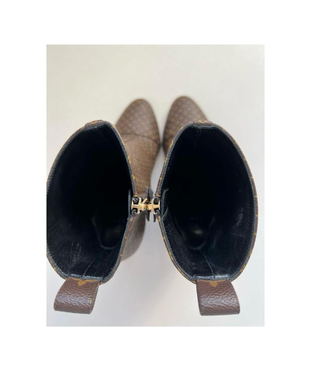 LOUIS VUITTON Коричневые кожаные ботильоны, фото 3