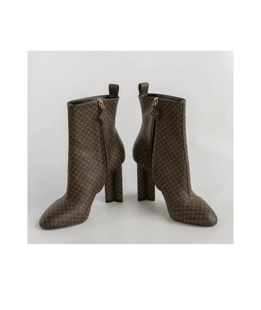 LOUIS VUITTON Коричневые кожаные ботильоны, фото 7