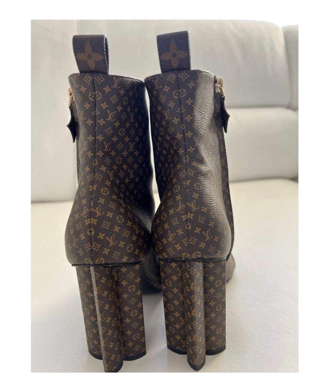 LOUIS VUITTON Коричневые кожаные ботильоны, фото 4
