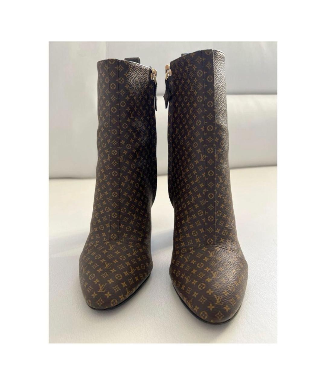 LOUIS VUITTON Коричневые кожаные ботильоны, фото 2