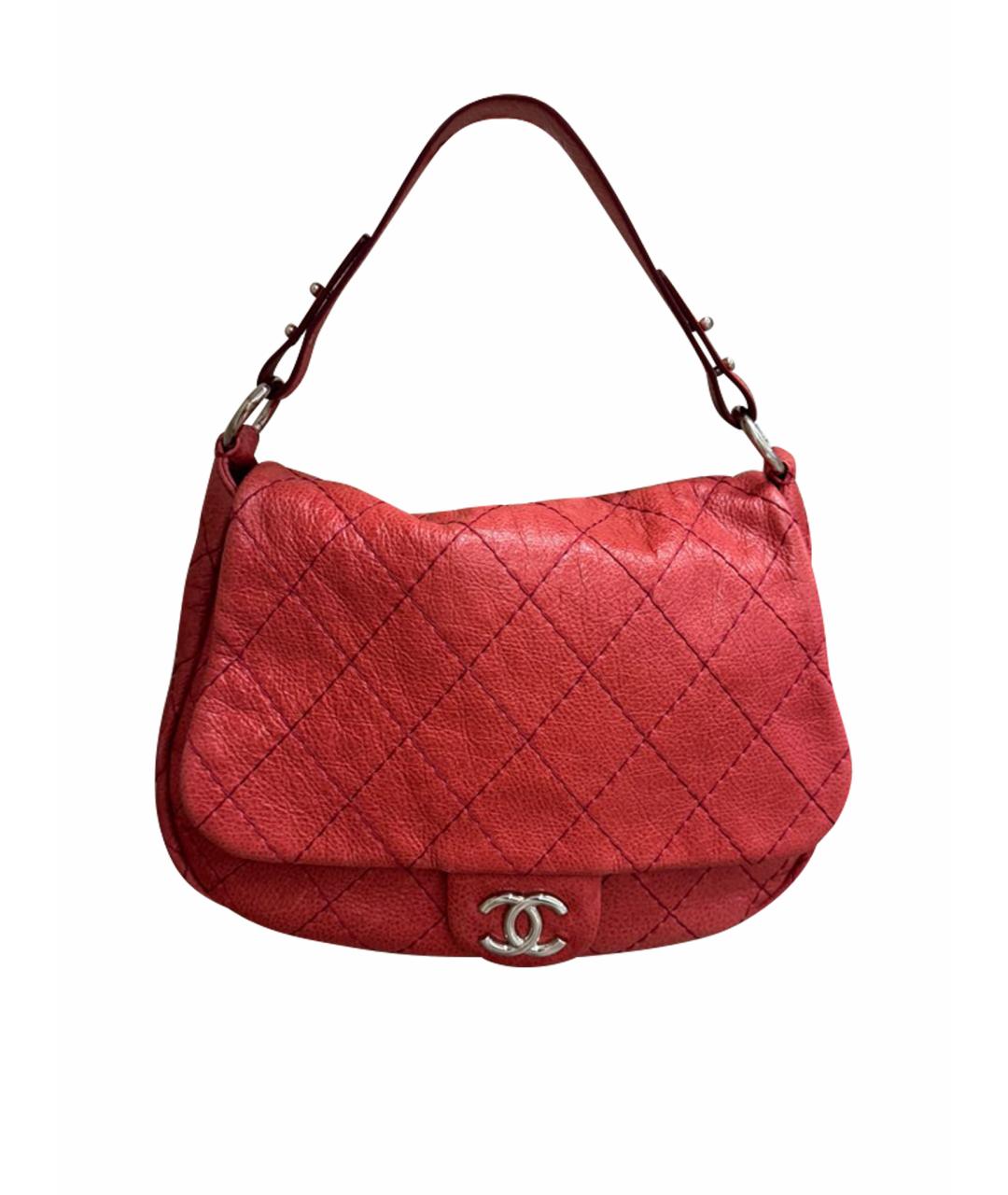 CHANEL Красная кожаная сумка с короткими ручками, фото 1
