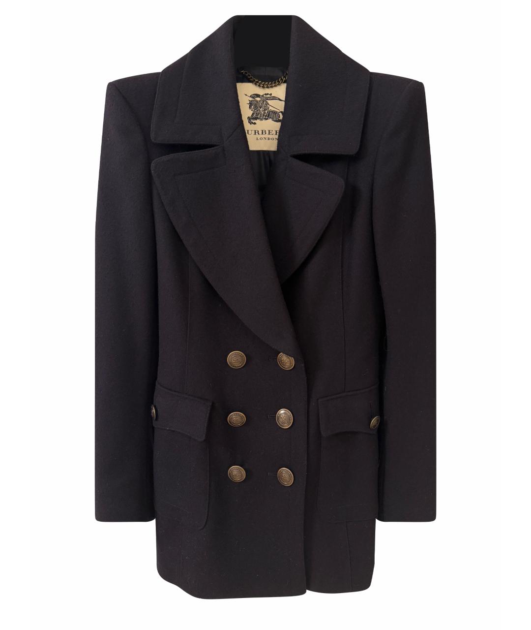 BURBERRY Черное шерстяное пальто, фото 1