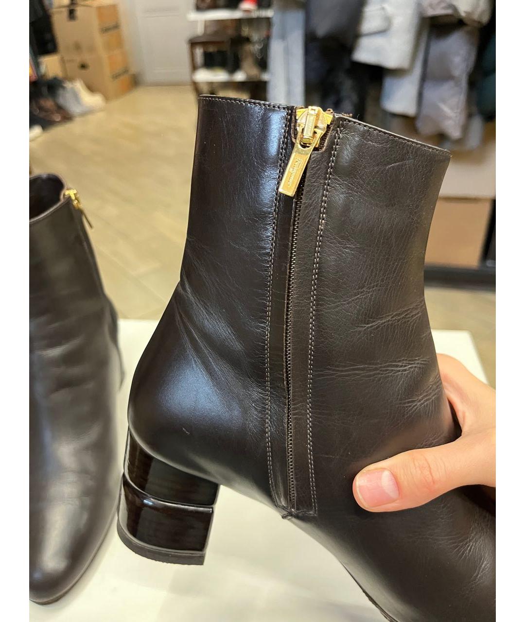 FERRAGAMO Коричневые кожаные ботильоны, фото 3