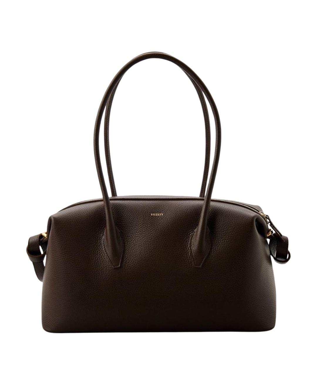 YUZEFI Коричневая кожаная сумка тоут, фото 1