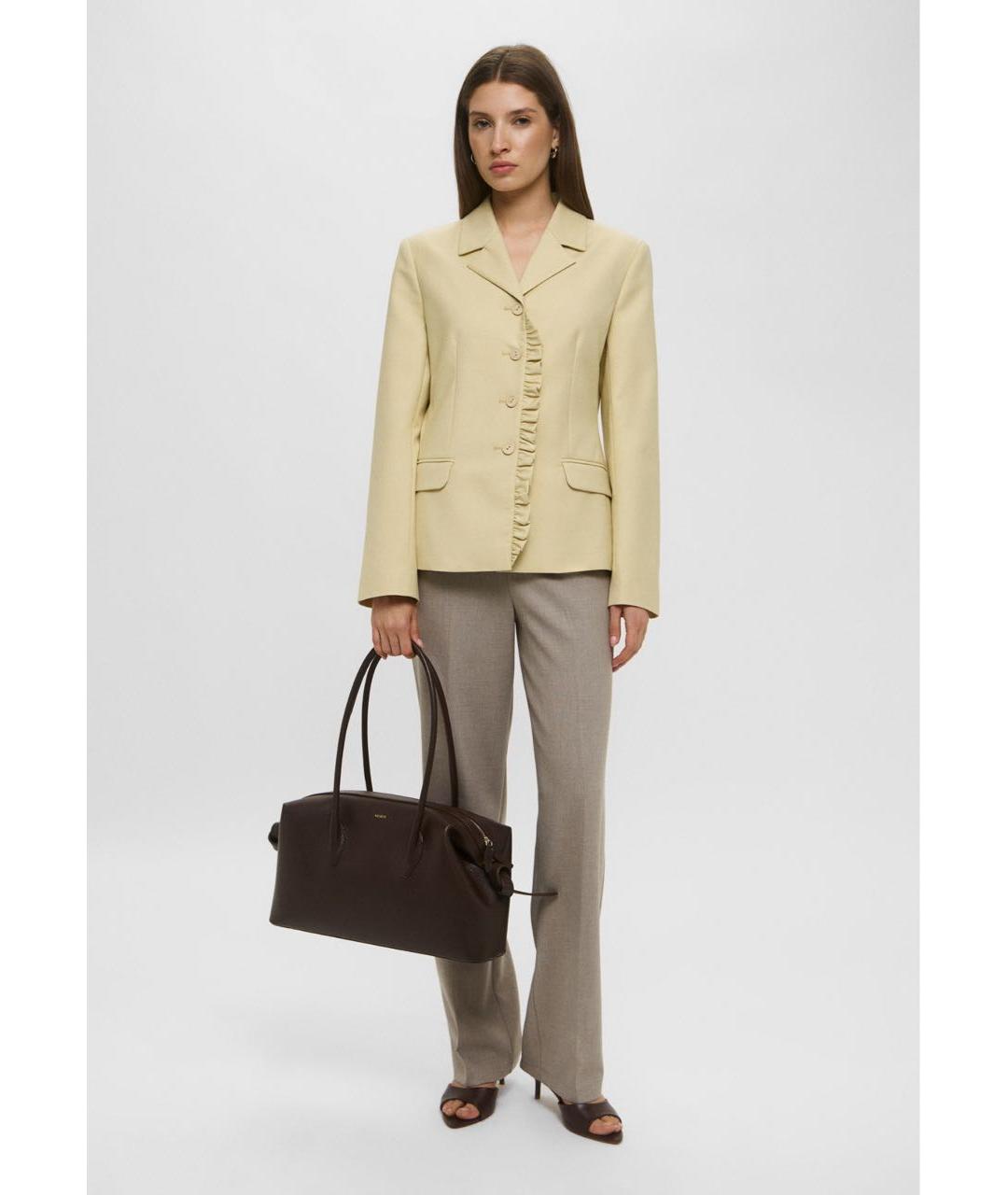 YUZEFI Коричневая кожаная сумка тоут, фото 3