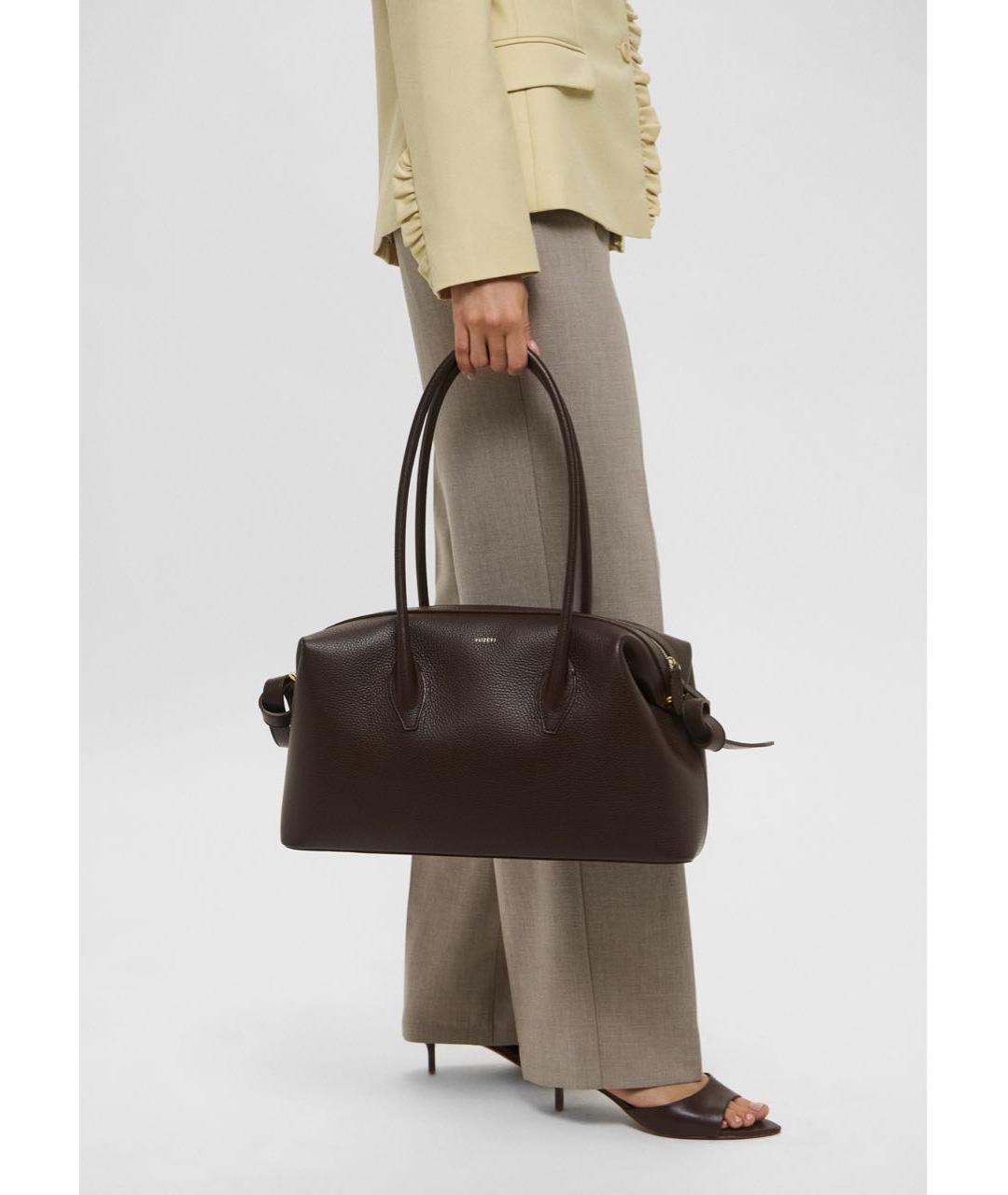 YUZEFI Коричневая кожаная сумка тоут, фото 2