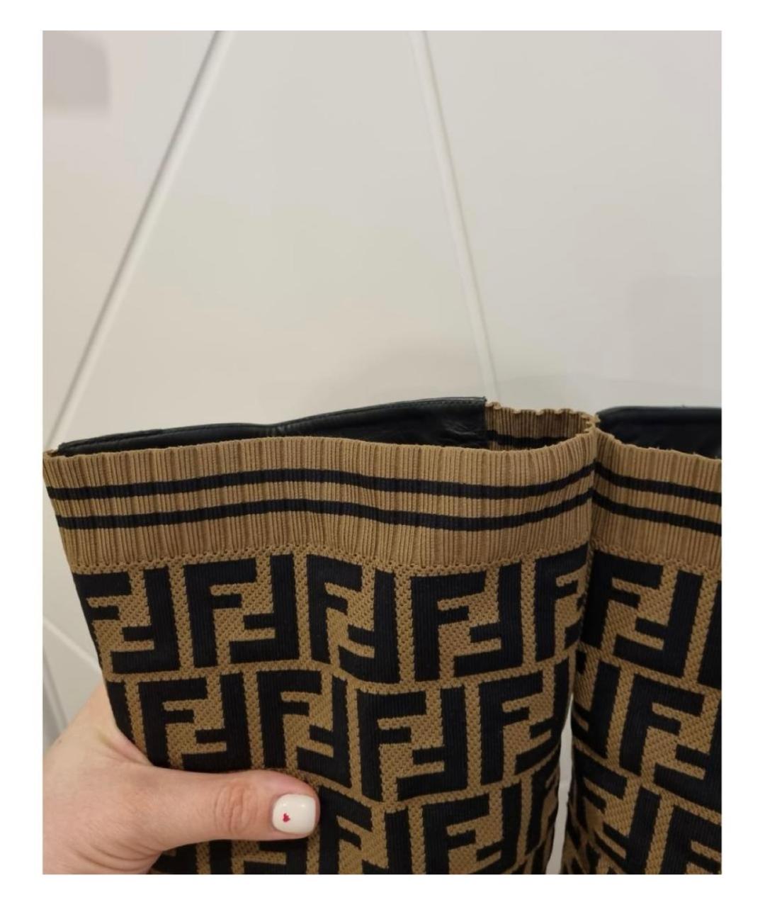 FENDI Черные текстильные ботфорты, фото 6