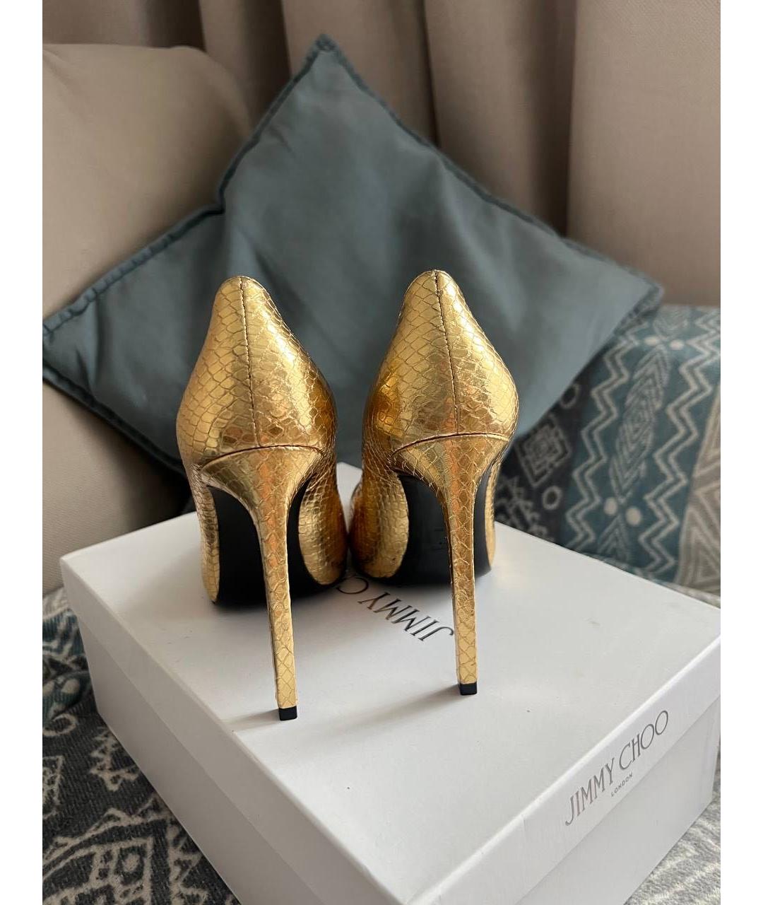SAINT LAURENT Золотые кожаные туфли, фото 4