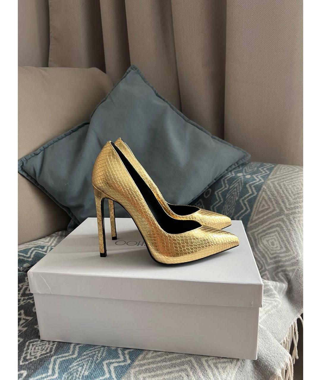 SAINT LAURENT Золотые кожаные туфли, фото 6