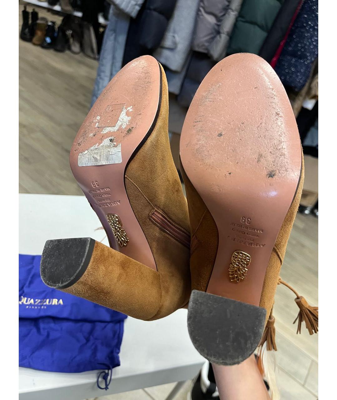 AQUAZZURA Оранжевое замшевые ботильоны, фото 3