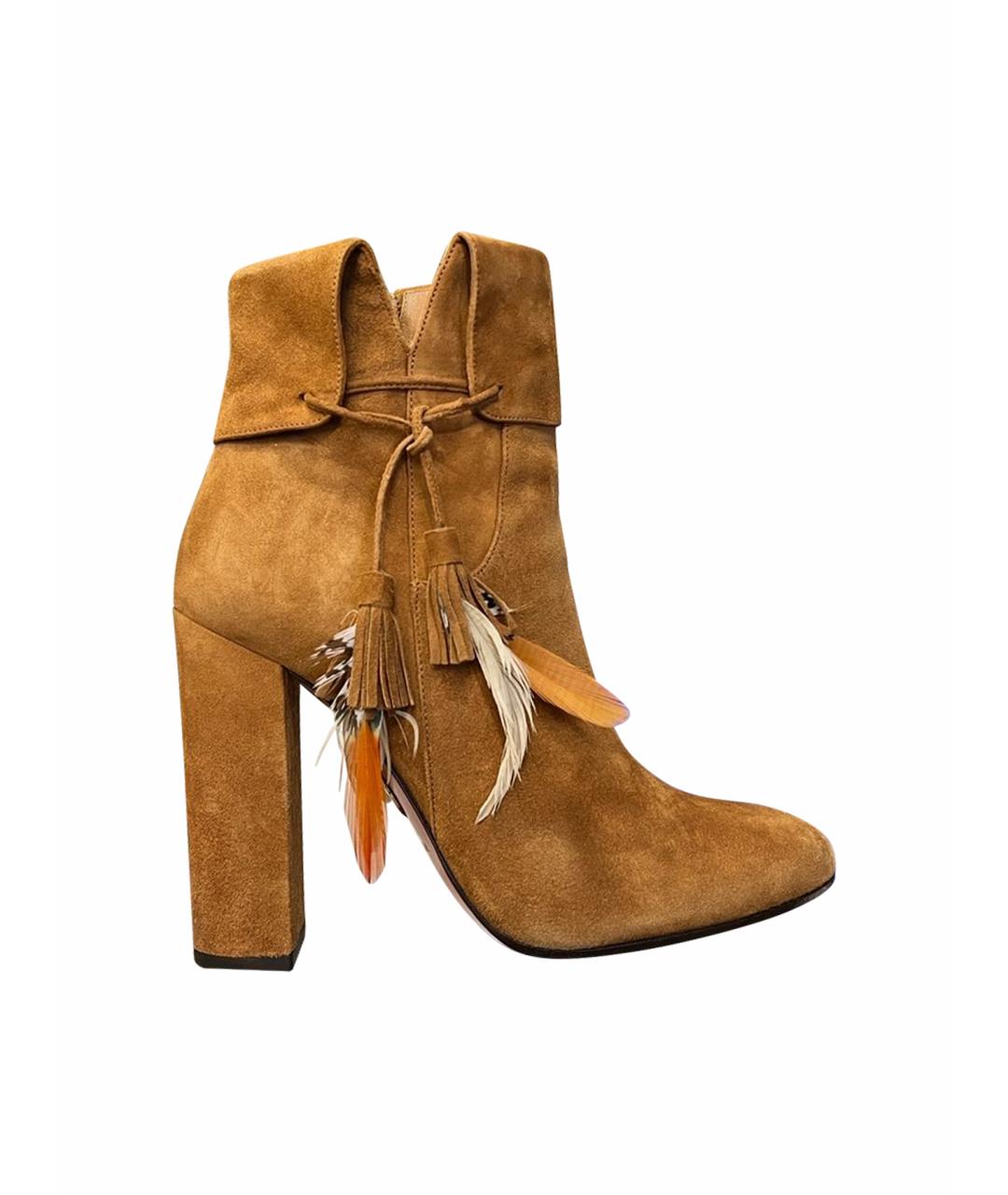 AQUAZZURA Оранжевое замшевые ботильоны, фото 1