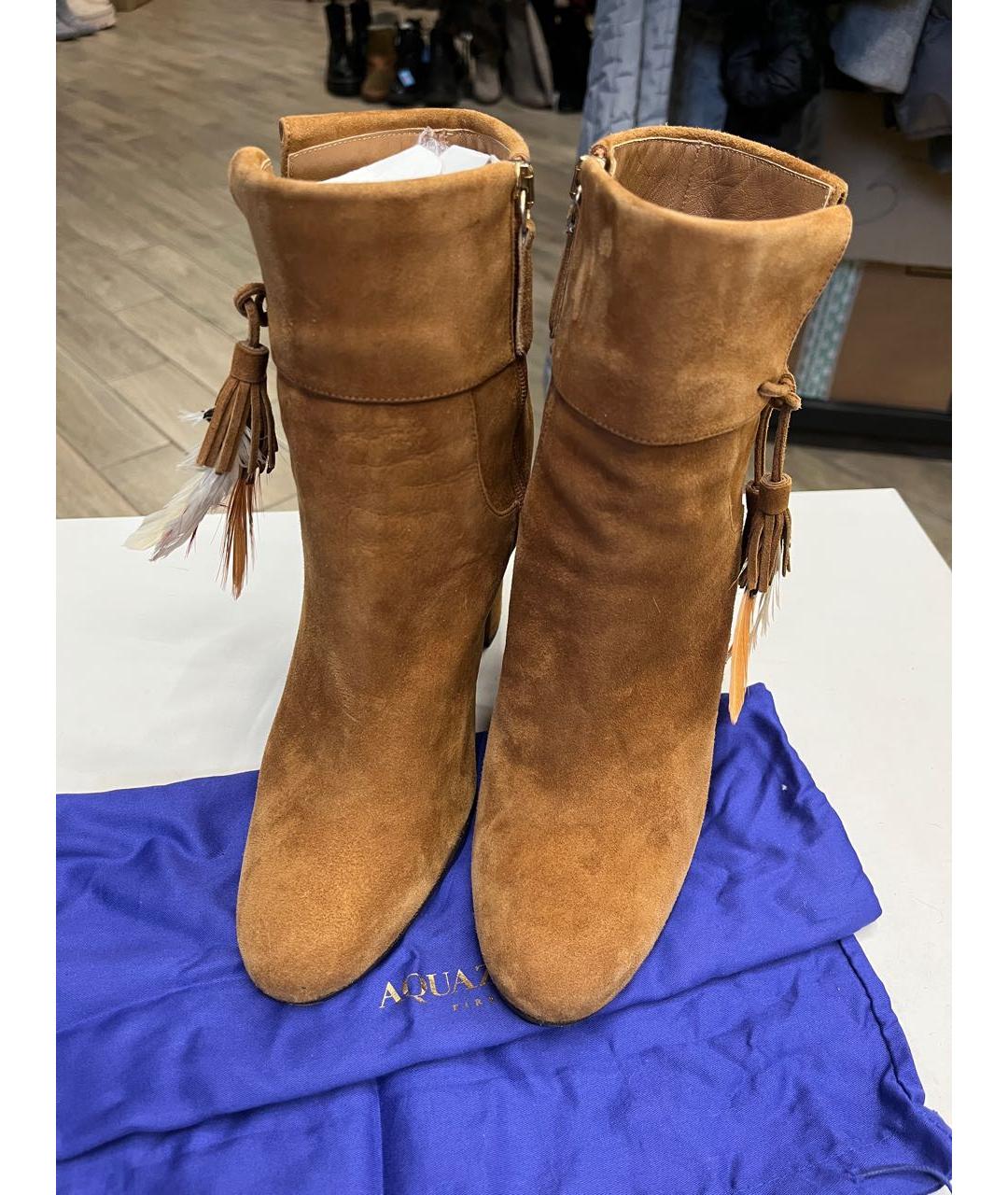AQUAZZURA Оранжевое замшевые ботильоны, фото 5