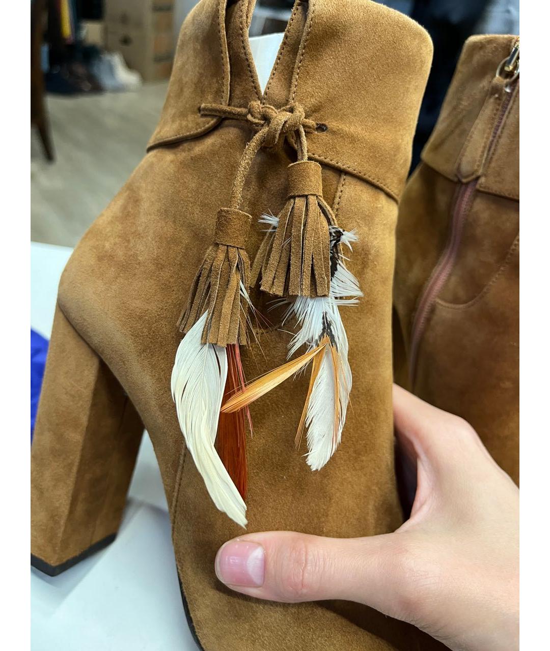 AQUAZZURA Оранжевое замшевые ботильоны, фото 2