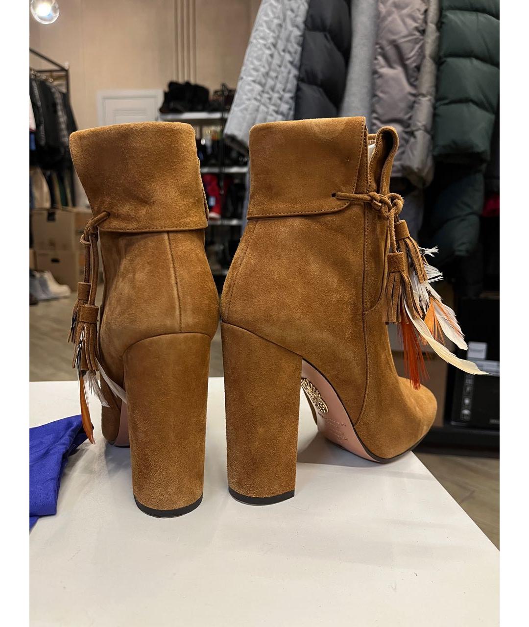 AQUAZZURA Оранжевое замшевые ботильоны, фото 4
