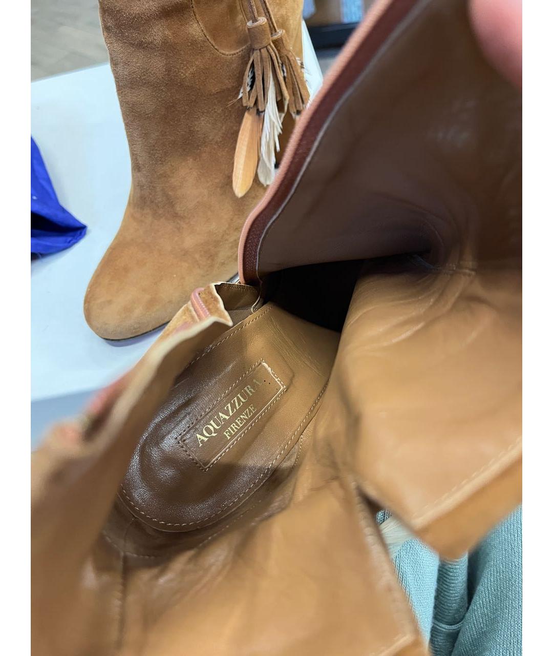 AQUAZZURA Оранжевое замшевые ботильоны, фото 8
