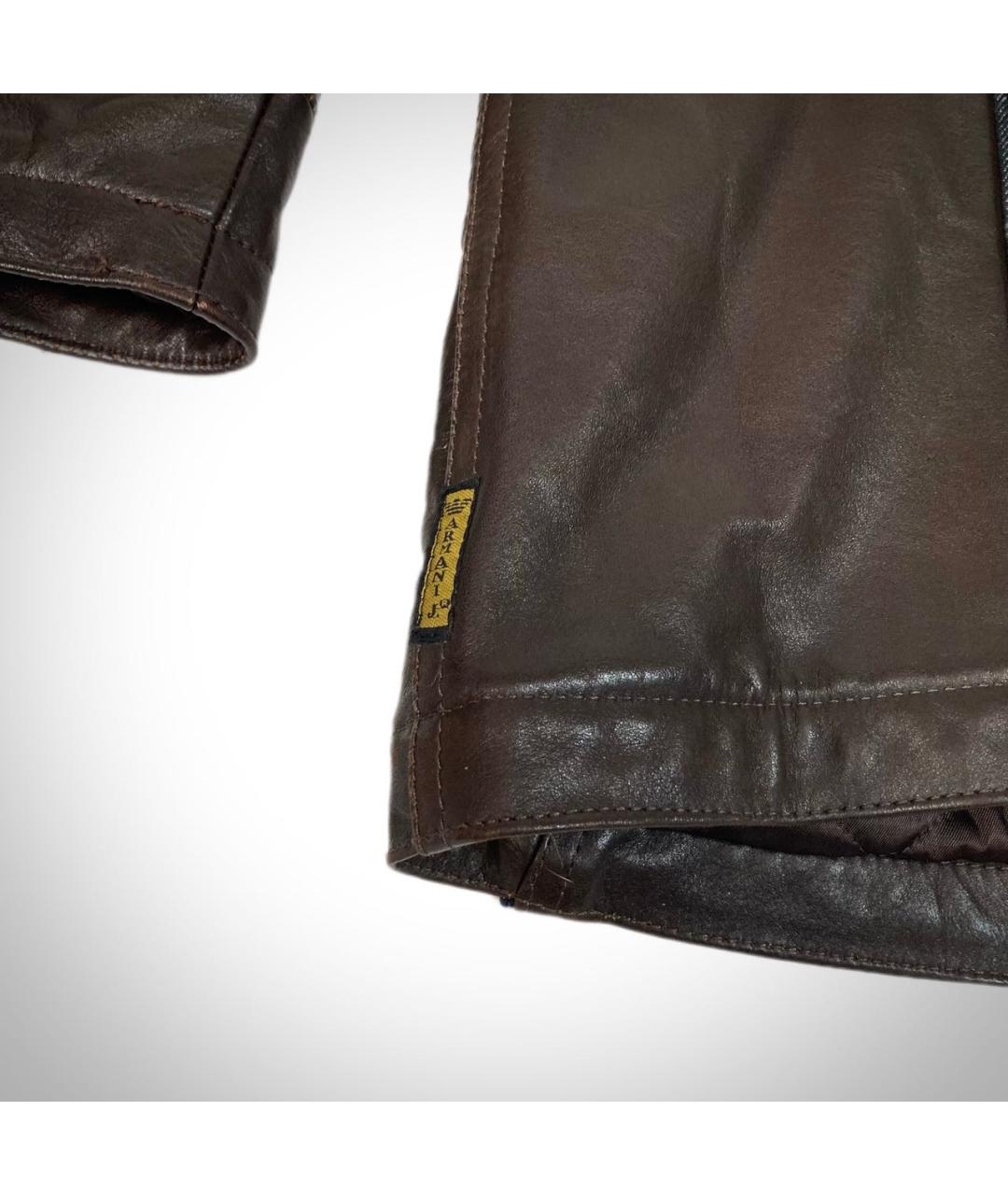 ARMANI JEANS Коричневая кожаная куртка, фото 8