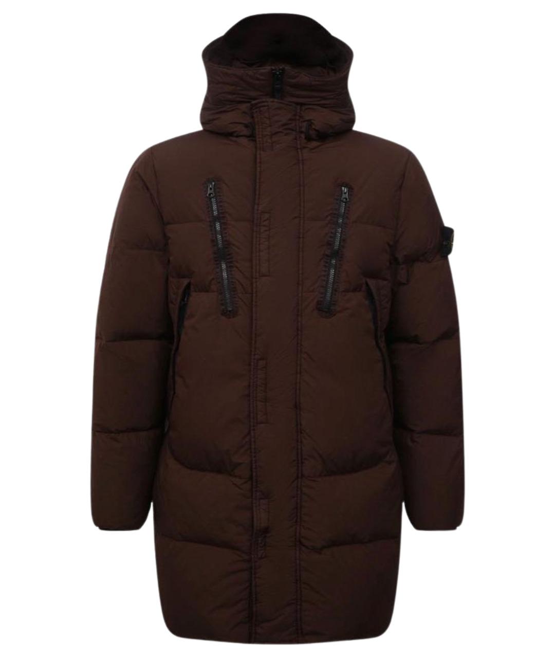 STONE ISLAND Коричневый пуховик, фото 1