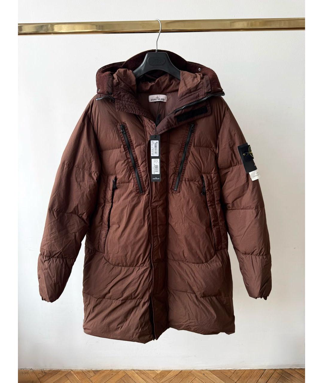 STONE ISLAND Коричневый пуховик, фото 2