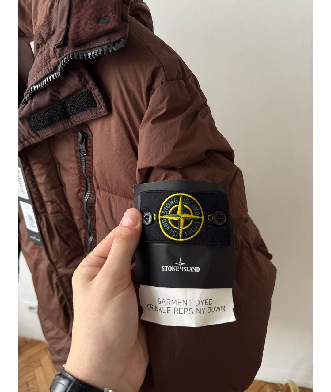 STONE ISLAND Коричневый пуховик, фото 4