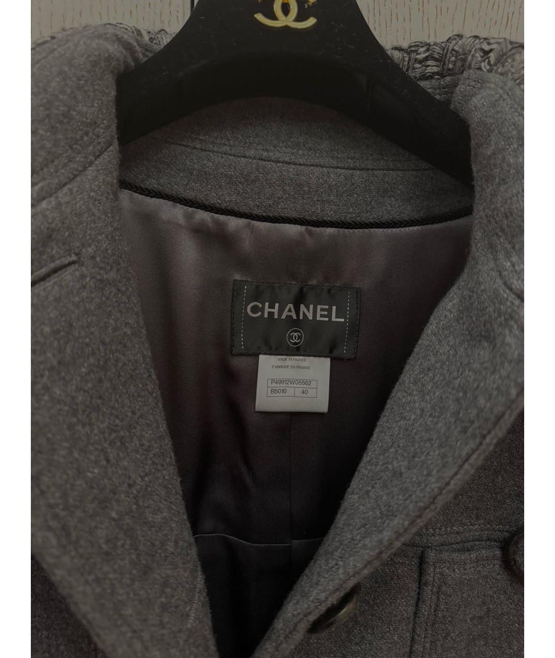CHANEL Серое шерстяное пальто, фото 3