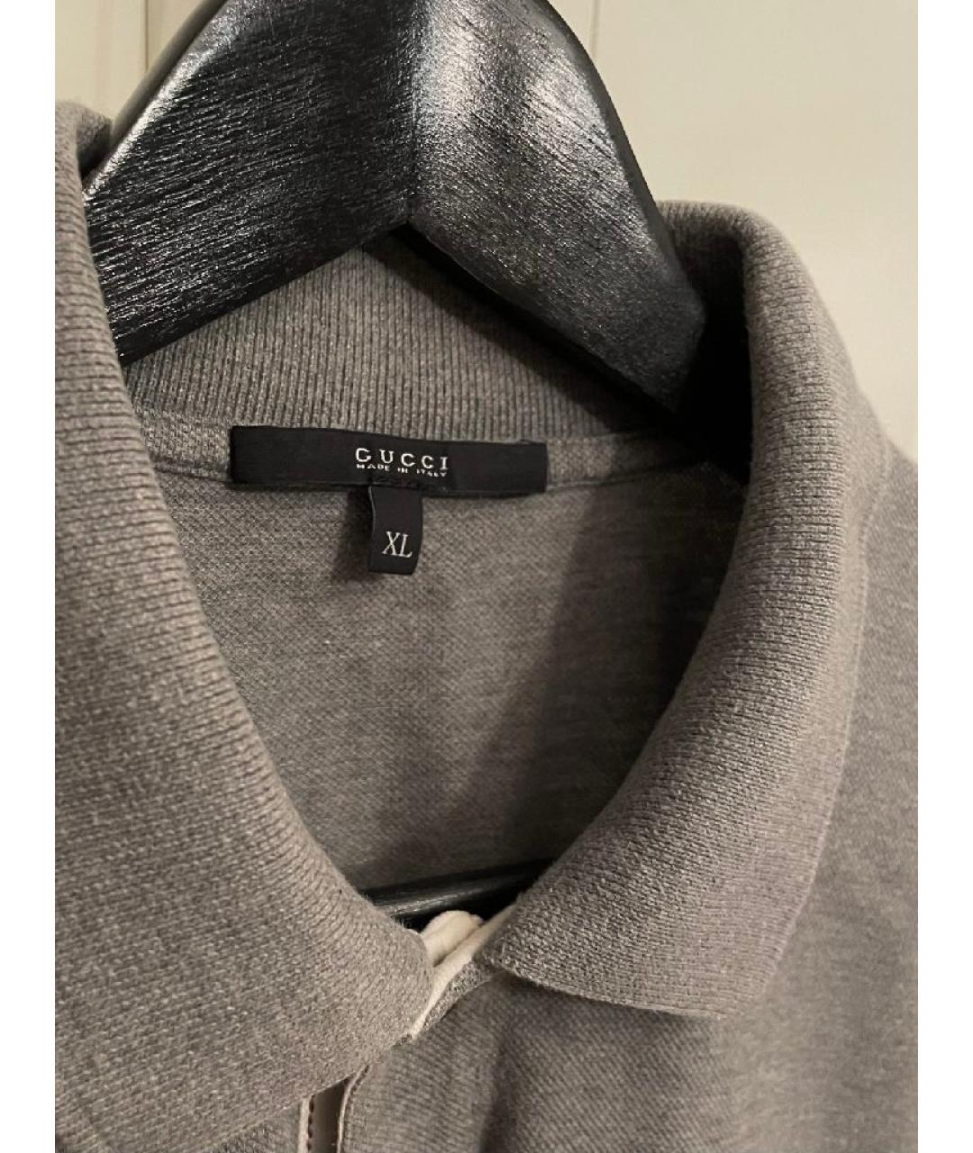 GUCCI Серое хлопковое поло с коротким рукавом, фото 3