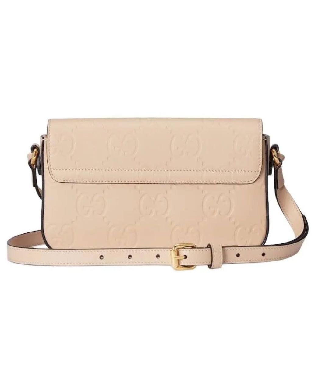 GUCCI Бежевая кожаная сумка через плечо, фото 4