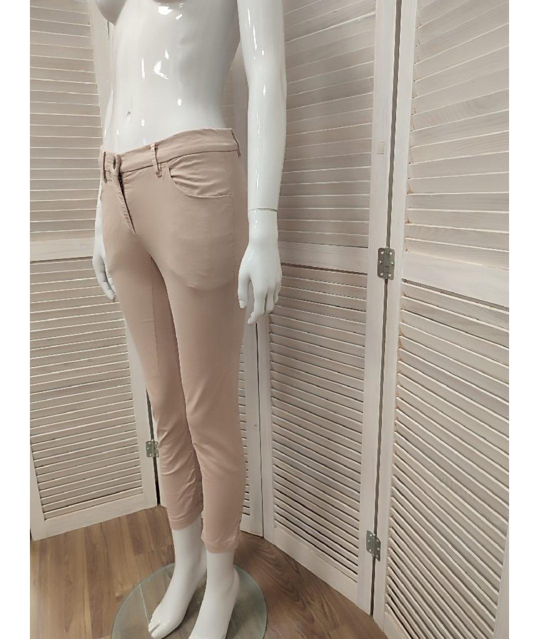 BRUNELLO CUCINELLI Бежевые хлопко-эластановые брюки узкие, фото 4